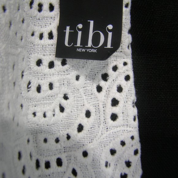 TIBI LINEN EYELET SHIFT DRESS SIZE 4 - Picture 7 of 13